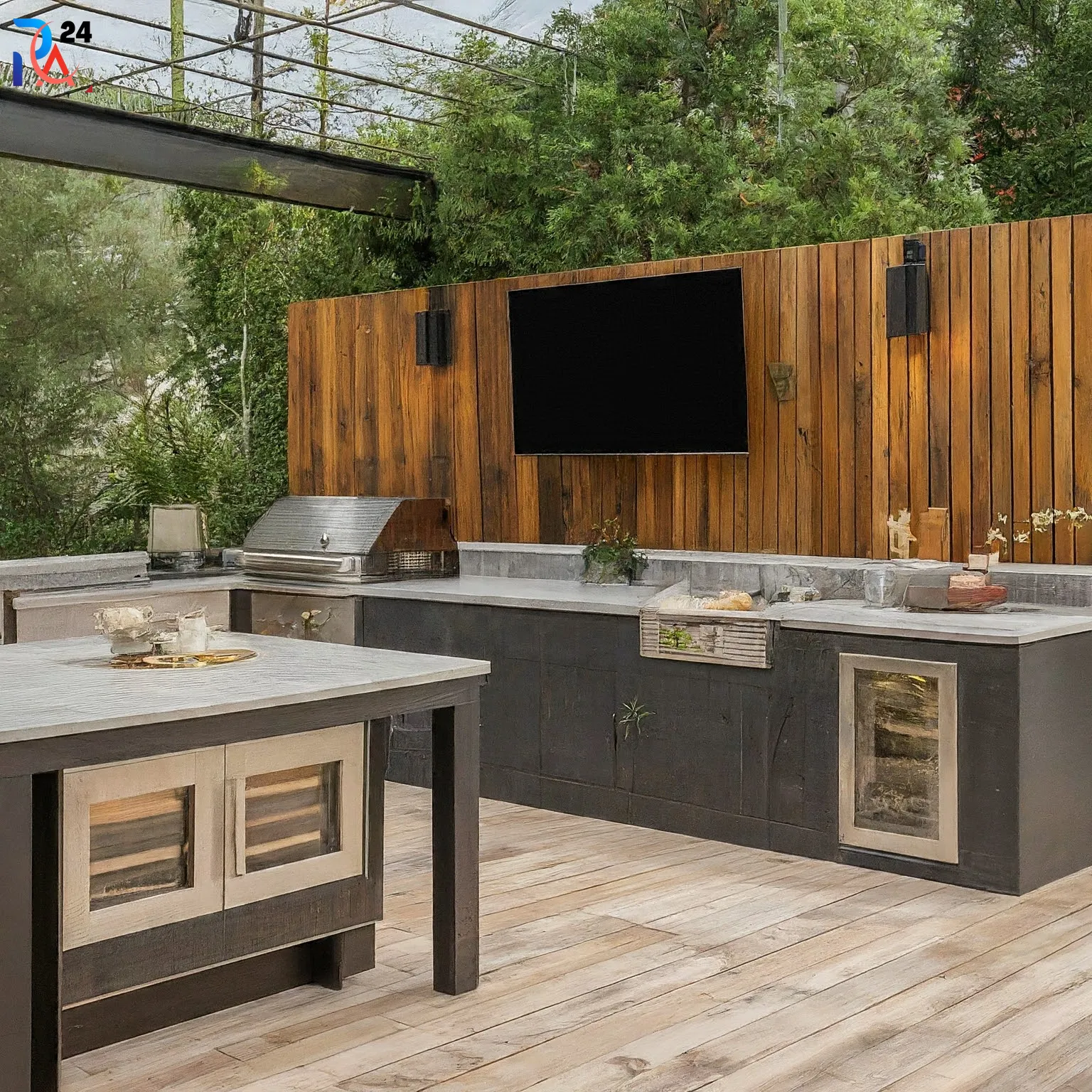 outdoor kitchen ideas with outdoor television