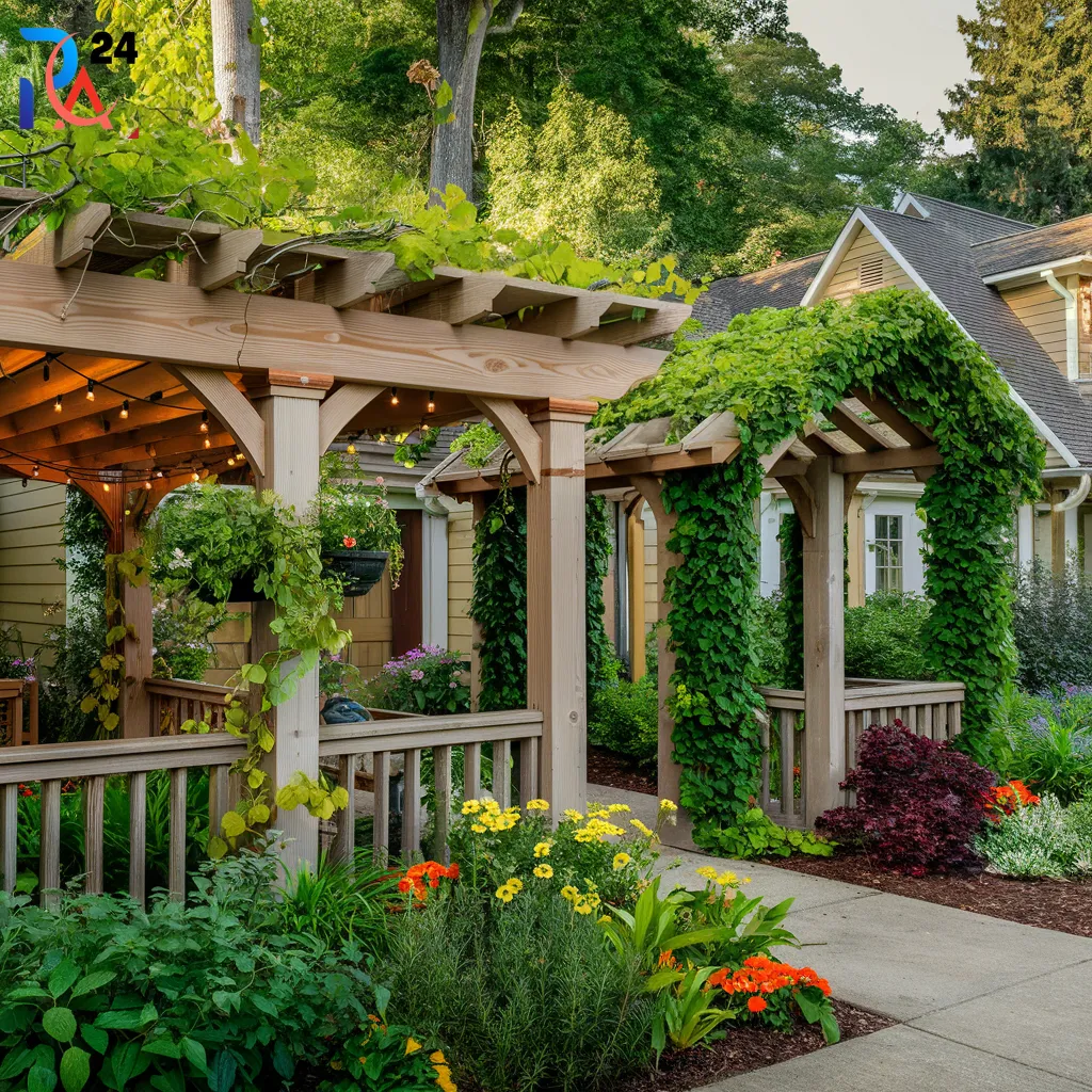 Front Yard Landscape Ideas with Pergolas and Arbors