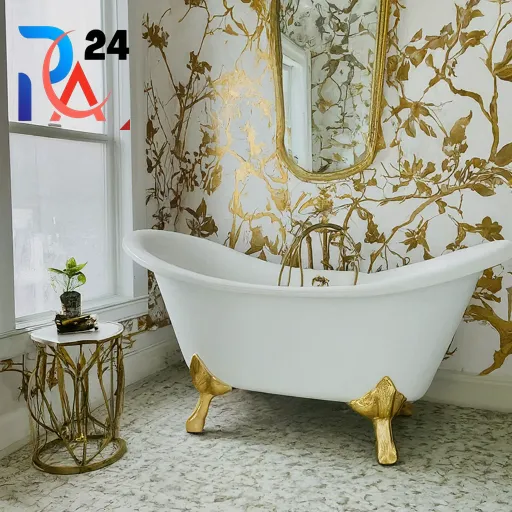 white and gold bathroom31