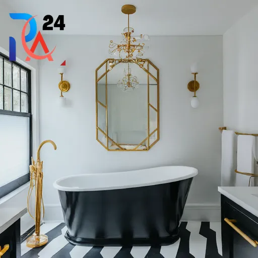 white and gold bathroom41
