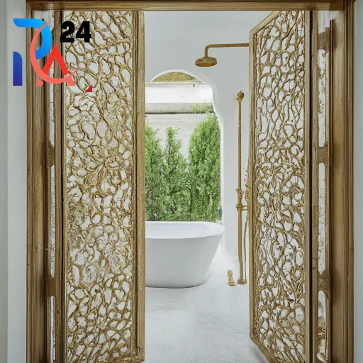 white and gold bathroom51
