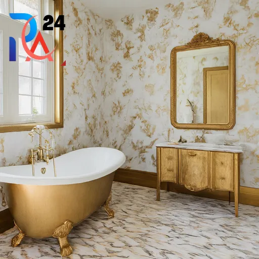 white and gold bathroom61