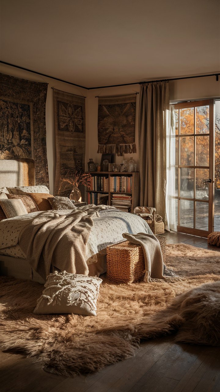 Fall Bedroom Decor Ideas with Layered Textiles