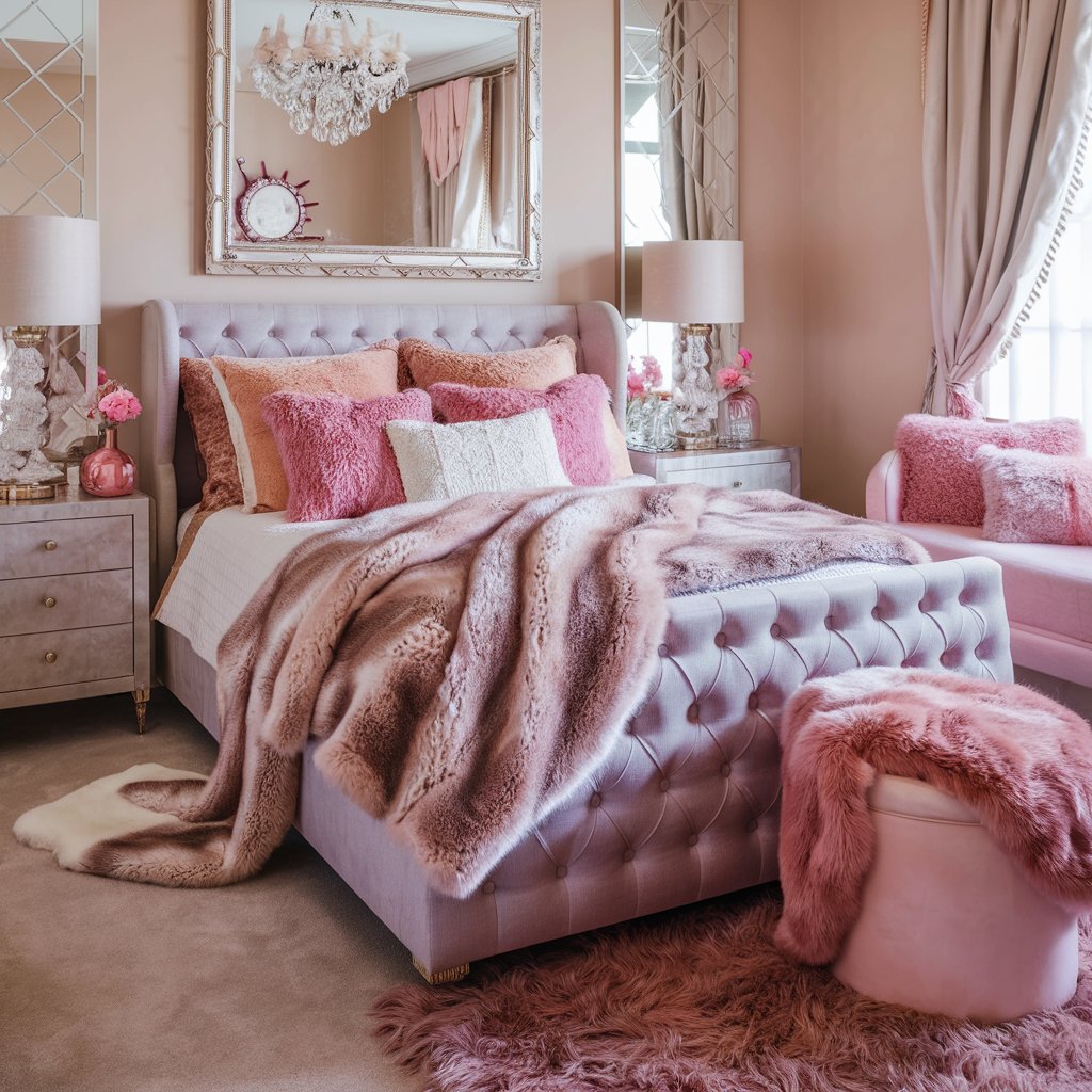 Girly Bedroom with Luxurious Fabric