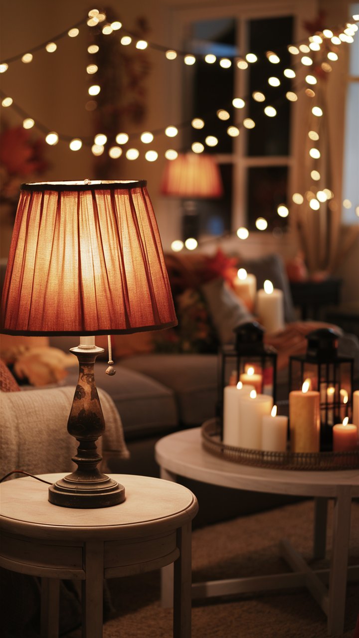 Cozy Fall Decor with Soft Lighting