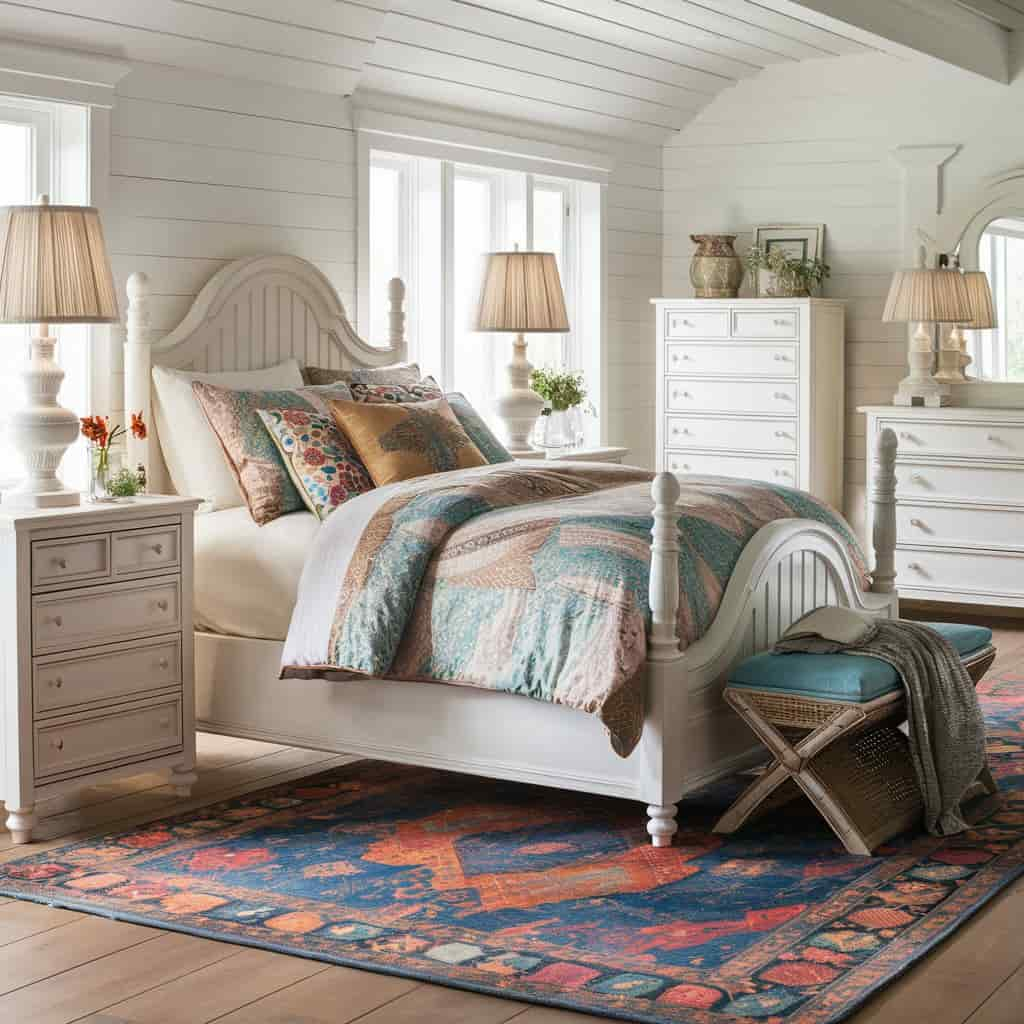 Coastal Bedroom Decor with White Furniture