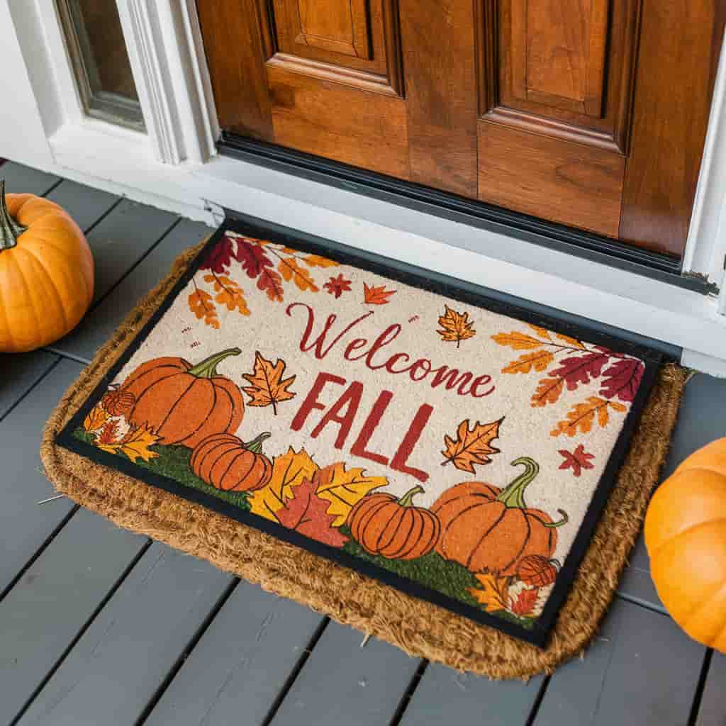 Fall Porch Decor with Layered Doormats