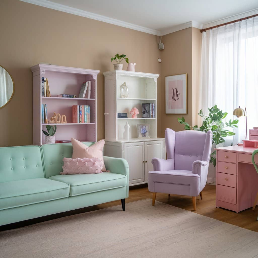 Girly Apartment Decor with Pastel Furniture