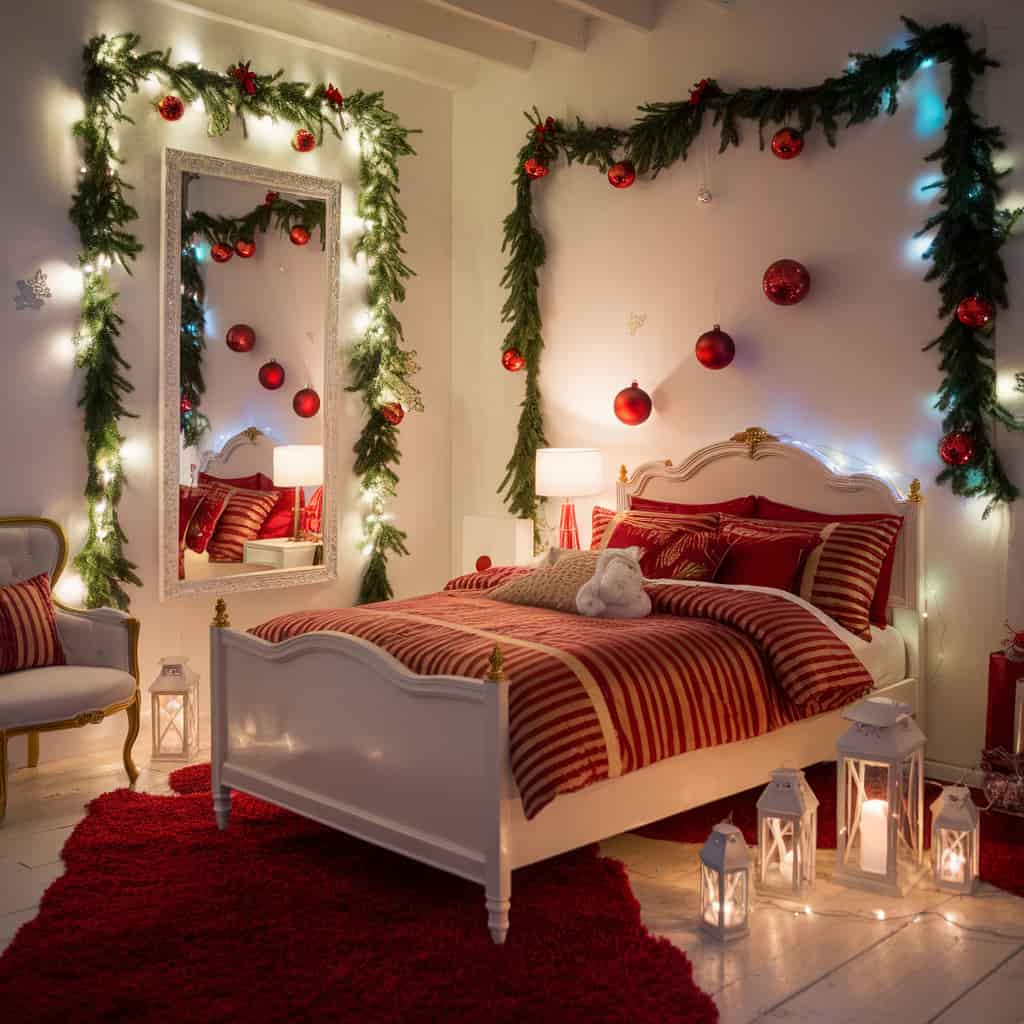 Christmas Bedroom Decor with Lighting Magic