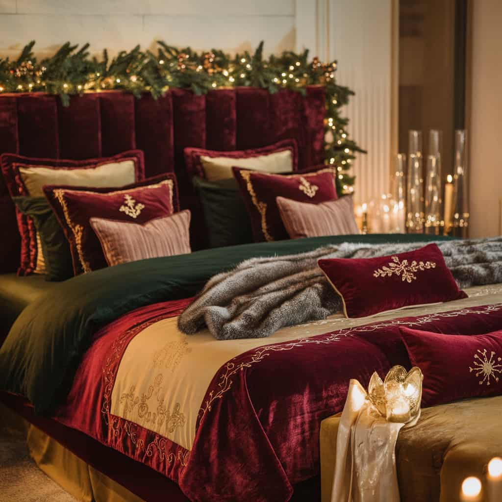 Christmas Bedroom Decor with Luxurious Bedding