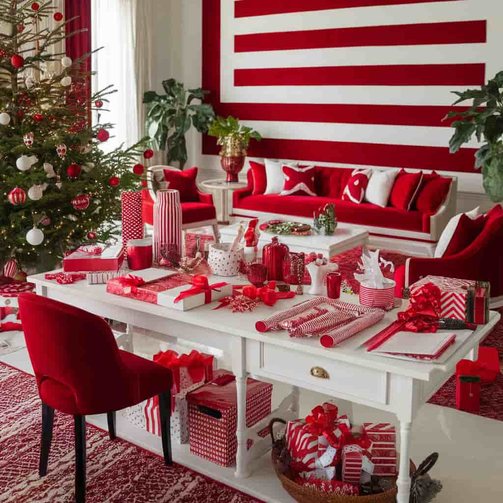 Red and White Wrapping Station